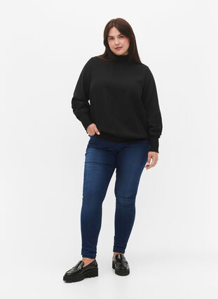 Zizzi Blouse en viscose avec smock, Black, Model image number 3