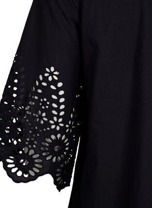 ZizziShirt blouse met broderie anglaise en 3/4-mouwen, Black, Packshot image number 3