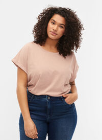 T-shirt à manches courtes en coton mélangé, Desert Khaki, Model
