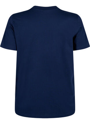 ZizziBasic katoenen T-shirt met ronde hals, Navy Blazer, Packshot image number 1