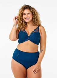 Hipsterslipje met kant en normale taille, Blue Opal, Model