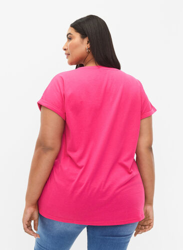 ZizziT-shirt met korte mouwen van katoenmix, Raspberry Sorbet, Model image number 1