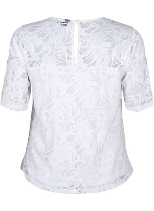 ZizziKanten blouse met korte mouwen, Bright White, Packshot image number 1