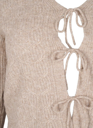 Zizzi Cardigan en maille avec lien à nouer, Simply Taupe Mel., Packshot image number 2