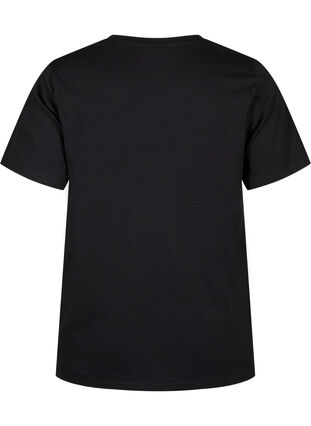 ZizziT-shirt van biologisch katoen met strikdetail, Black, Packshot image number 1