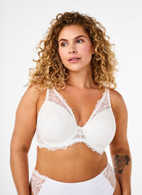 Soutien-gorge en dentelle rembourré avec armature, Bright White, Model