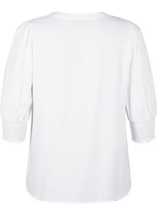 ZizziViscose blouse met smok en ruches, Bright White, Packshot image number 1