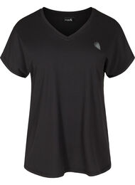 T-shirt de sport ample avec col en v, Black, Packshot