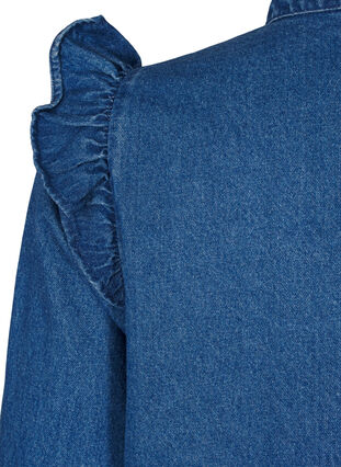 ZizziDenim jurk met ruches en A-lijn, Blue Denim, Packshot image number 3