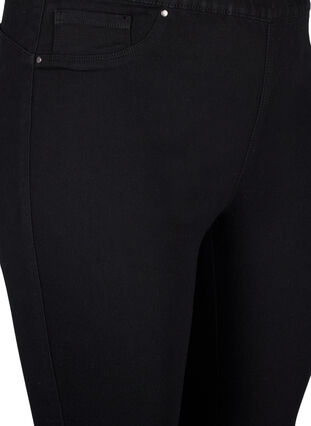 ZizziDenim capribroek met elastische tailleband, Black, Packshot image number 2