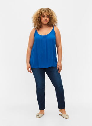 Zizzi Top à bretelles en viscose, Victoria blue, Model image number 2