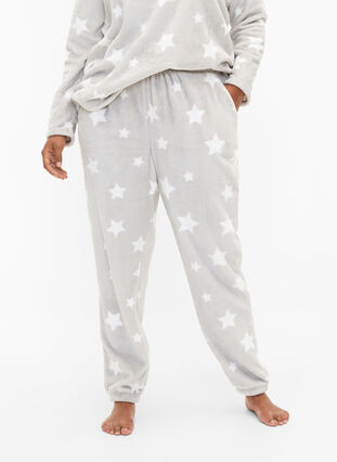 Zizzi Pantalon souple avec imprimé étoiles, Grey Star, Model image number 2