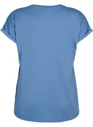 ZizziT-shirt met korte mouwen van katoenmix, Moonlight Blue, Packshot image number 1