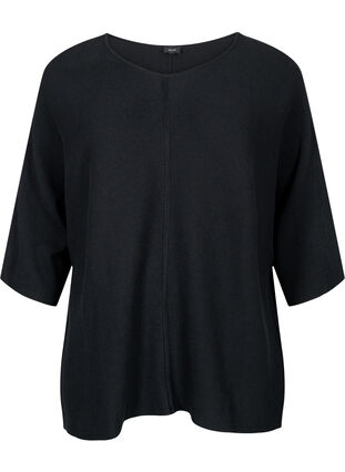 Zizzi Blouse tricotée à manches 3/4, Black, Packshot image number 0