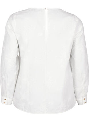 ZizziBlouse met lange mouwen en borduurwerk, Bright White, Packshot image number 1