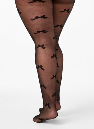 Zizzi Collants 30 deniers avec motif de nœud, Black, Packshot image number 1