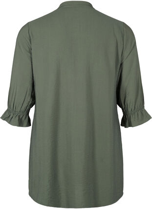 ZizziLang viscose shirt met kanten detail, Thyme, Packshot image number 1