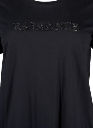 ZizziKatoenen T-shirt met strasmotief, Black w. Radiance, Packshot image number 2