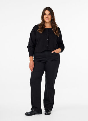 Zizzi Gemma-jeans met hoge taille en rechte pasvorm, Black, Model image number 0