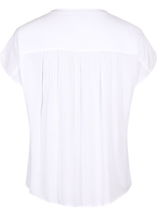 ZizziViscose blouse met kanten afwerking, Bright White, Packshot image number 1