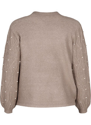 Zizzi Pull en tricot avec motif et perles, Desert Taupe Mel., Packshot image number 1