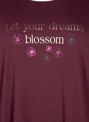 Zizzi Chemise de nuit en coton avec impression de texte, Fig w. Blossom, Packshot image number 2