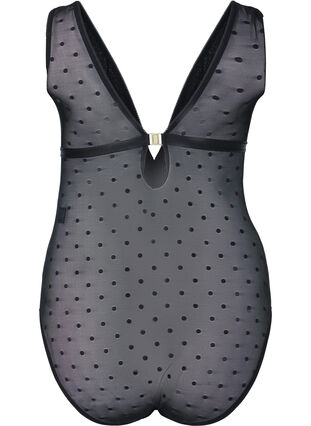 Zizzi Body avec maille à pois et coussinets amovibles, Black, Packshot image number 1