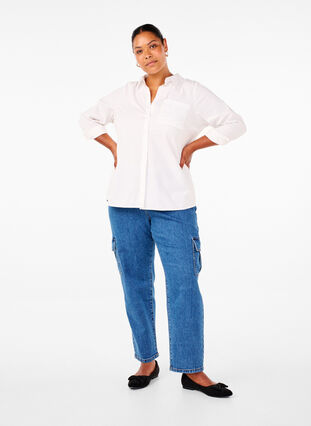 ZizziCargo jeans met hoge taille, Blue Denim, Model image number 0