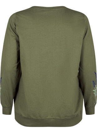 Zizzi Sweatshirt avec broderie florale, D. L. Green W. emb., Packshot image number 1