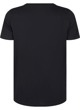 Zizzi T-shirt en coton avec strass, Black, Packshot image number 1