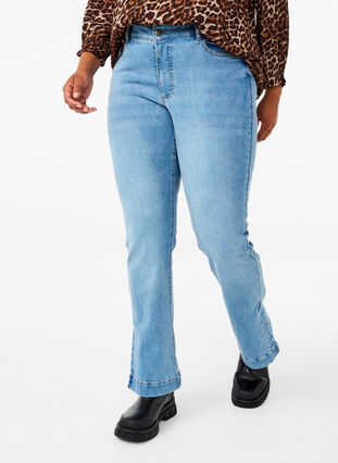 Zizzi Jeans bootcut avec fente, Blue Denim, Model image number 2