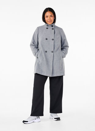 ZizziKorte trenchcoat met A-lijn, Light Grey Melange, Model image number 2