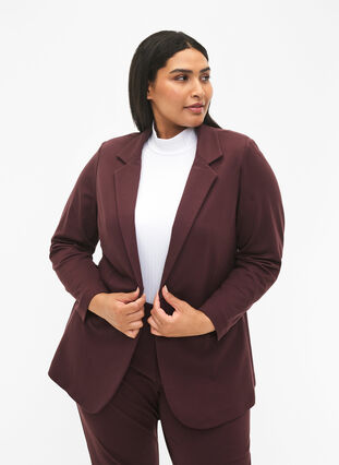 ZizziEenvoudige blazer met knoopsluiting, Fudge, Model image number 0