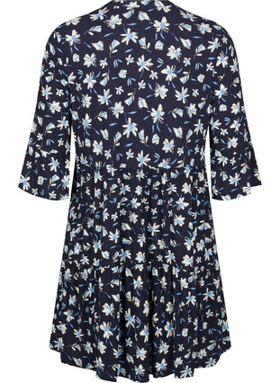 Zizzi Robe courte évasée à imprimé floral, Night Sky AOP, Packshot image number 1