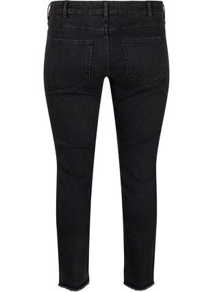 ZizziCropped Emily jeans met gerafelde zoom, Dark Grey Denim, Packshot image number 1