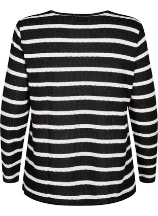 ZizziBlouse met strepen en lange mouwen, Black Sand Stripe, Packshot image number 1