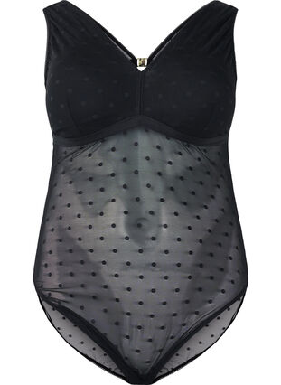 Zizzi Body avec maille à pois et coussinets amovibles, Black, Packshot image number 0