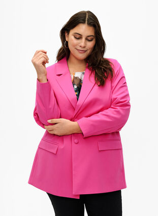 ZizziKlassieke blazer met knoopsluiting, Pink Yarrow, Model image number 0