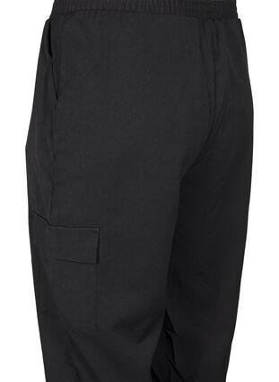 Zizzi Pantalon avec poches cargo et taille élastiquée, Black, Packshot image number 3