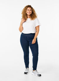 Stretchy jeggings met hoge taille, Dark Blue, Model