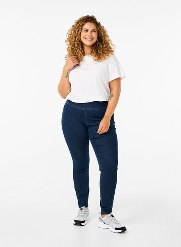 ZizziStretchy jeggings met hoge taille, Dark Blue, Model image number 0