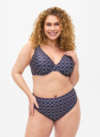 Bikinislip met hoge taille en print, Seventies Print AOP, Model