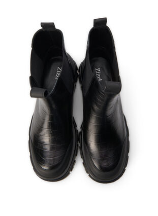 Zizzi Large - Bottine Chelsea croco en cuir, Black, Packshot image number 2