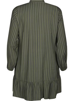 Zizzi Robe courte à rayures et jabot, Thyme Stripe AOP, Packshot image number 1