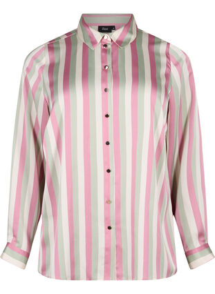 Zizzi Chemises en satin rayé, Rose Stripe, Packshot image number 0