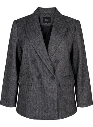 ZizziBlazer van wolmix met zakken, Dark Grey Melange, Packshot image number 0