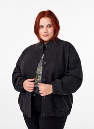  Blouson bomber aspect laine avec poches, Dark Grey Melange, Model