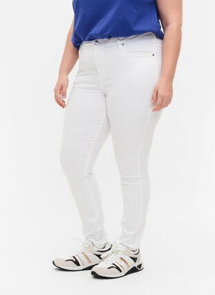 Zizzisuper slim fit Amy jeans met hoge taille, White, Model image number 2