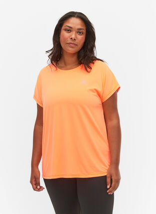 Zizzi T-shirt d'entraînement à manches courtes, Neon Orange, Model image number 0