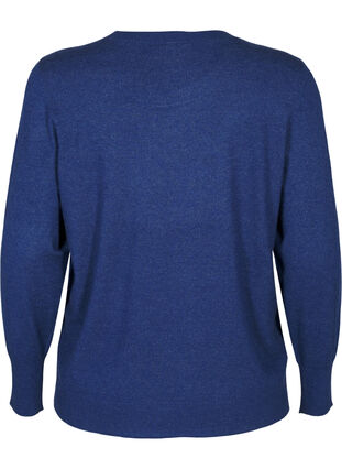 ZizziFLASH - Gebreide blouse met ronde hals, Estate Blue Mel., Packshot image number 1